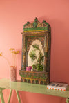 Green & Yellow Ornate Vintage Carved Wall Mirror <p>W:58cm D:10cm H:125cm </p>