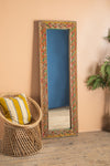 Vintage Colourful Carved Wall Mirror <p>W:60cm D:6cm H:182cm </p>