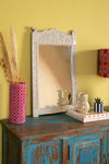 Pale Grey Vintage Carved Wall Mirror <p>W:48cm D:2cm H:76cm </p>