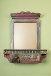 Turquoise & Pink Vintage Wall Mirror <p>W:55cm D:11cm H:66cm </p>