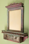 Turquoise & Pink Vintage Wall Mirror <p>W:55cm D:11cm H:66cm </p>