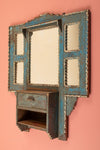 Blue Vintage Carved Wall Mirror <p>W:61cm D:12cm H:74cm </p>