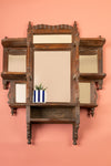 Wooden Vintage Temple Style Wall Mirror <p>W:62cm D:12cm H:79cm </p>