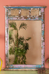 Vintage Purple & Blue Wall Mirror <p>W:78cm D:7cm H:112cm </p>