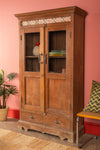 Vintage Wooden Almirah with Tiles <p>W:107cm D:40cm H:183cm </p>