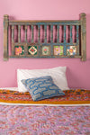 Blue Vintage Headboard with Tiles <p>W:124cm D:8cm H:72cm </p>