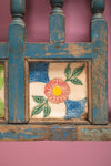 Blue Vintage Headboard with Tiles <p>W:124cm D:8cm H:72cm </p>