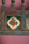 Blue Vintage Headboard with Tiles <p>W:124cm D:8cm H:72cm </p>