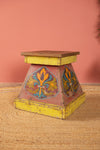 Vintage Colourful Wooden Stool  <p>W:44cm D:44cm H:44cm </p> - 01