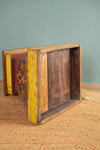 Vintage Colourful Wooden Stool <p>W:44cm D:44cm H:44cm </p> - 02