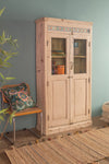 Cream Vintage Almirah with Tiles <p>W:95cm D:34cm H:187cm </p>