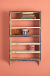 Cream & Blue Vintage Wall Shelves <p>W:47cm D:12cm H:75cm </p>