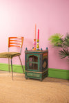 Ornate Blue & Green Vintage Side Cabinet <p>W:35cm D:34cm H:60cm </p>