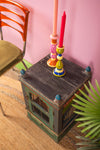 Ornate Blue & Green Vintage Side Cabinet <p>W:35cm D:34cm H:60cm </p>