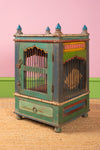Ornate Blue & Green Vintage Side Cabinet <p>W:35cm D:34cm H:60cm </p>