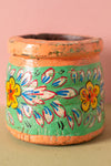 Vintage Hand Painted Wooden Pot (Re-worked) - 195