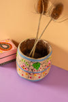 Vintage Hand Painted Wooden Pot (Re-worked) - 303