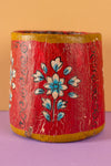 Vintage Hand Painted Wooden Pot (Re-worked) - 305