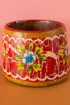 Vintage Hand Painted Wooden Pot (Re-worked) - 314