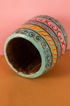 Vintage Hand Painted Wooden Pot (Re-worked) - 316