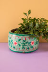 Vintage Hand Painted Wooden Pot (Re-worked) - 327