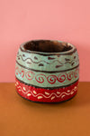 Vintage Hand Painted Wooden Pot (Re-worked) - 329