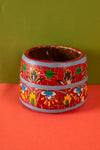 Vintage Hand Painted Wooden Pot (Re-worked) - 333