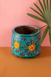 Vintage Hand Painted Wooden Pot (Re-worked) - 334