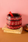 Vintage Hand Painted Wooden Pot (Re-worked) - 337