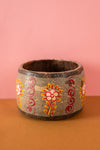 Vintage Hand Painted Wooden Pot (Re-worked) - 339