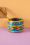 Vintage Hand Painted Wooden Pot (Re-worked) - 340