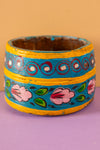 Vintage Hand Painted Wooden Pot (Re-worked) - 340