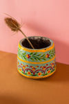 Vintage Hand Painted Wooden Pot (Re-worked) - 345