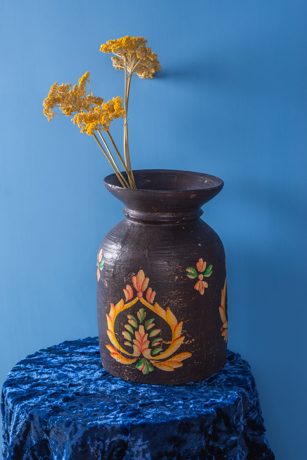Hand Painted Vintage Large Wooden Pot (Re-worked) - 01