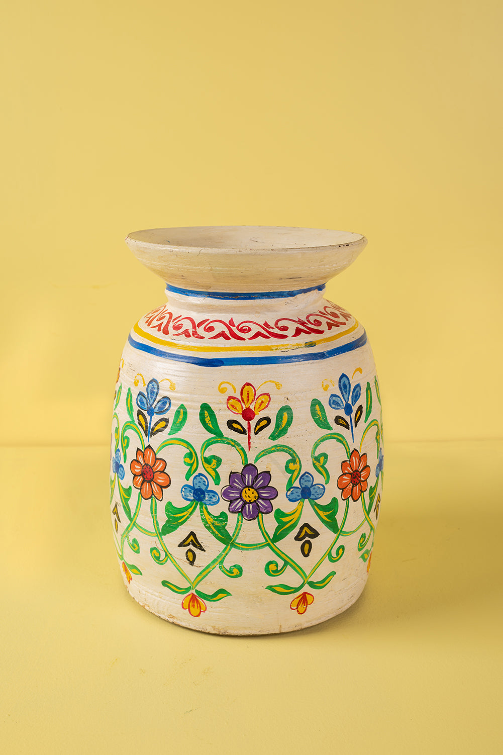 Hand Painted Vintage Large Wooden Pot (Re-worked) - 35