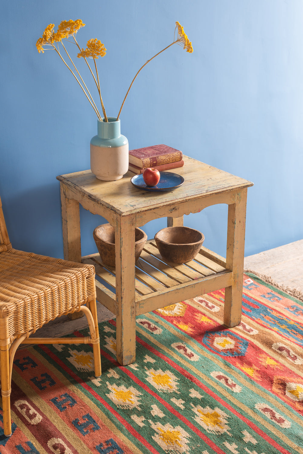 Cream Vintage Wooden Side Table
