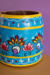 Vintage Hand Painted Medium Wooden Pot (Re-worked) - 04