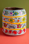 Vintage Hand Painted Medium Wooden Pot (Re-worked) - 05