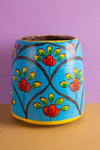 Vintage Hand Painted Medium Wooden Pot (Re-worked) - 06