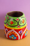 Vintage Hand Painted Medium Wooden Pot (Re-worked) - 11