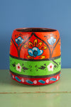 Vintage Hand Painted Medium Wooden Pot (Re-worked) - 12