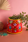 Vintage Hand Painted Medium Wooden Pot (Re-worked) - 15