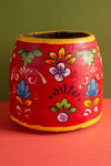 Vintage Hand Painted Medium Wooden Pot (Re-worked) - 17