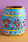 Vintage Hand Painted Medium Wooden Pot (Re-worked) - 21