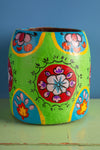 Vintage Hand Painted Medium Wooden Pot (Re-worked) - 22