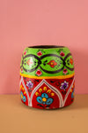 Vintage Hand Painted Medium Wooden Pot (Re-worked) - 30