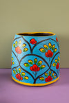 Vintage Hand Painted Medium Wooden Pot (Re-worked) - 36