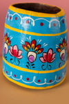 Vintage Hand Painted Medium Wooden Pot (Re-worked) - 38