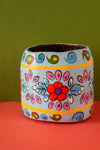 Vintage Hand Painted Medium Wooden Pot (Re-worked) - 40