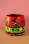 Vintage Hand Painted Medium Wooden Pot (Re-worked) - 43